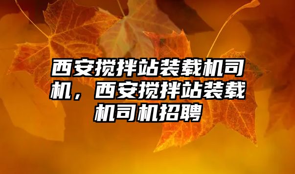 西安攪拌站裝載機(jī)司機(jī)，西安攪拌站裝載機(jī)司機(jī)招聘