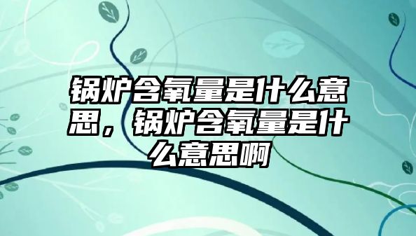 鍋爐含氧量是什么意思，鍋爐含氧量是什么意思啊