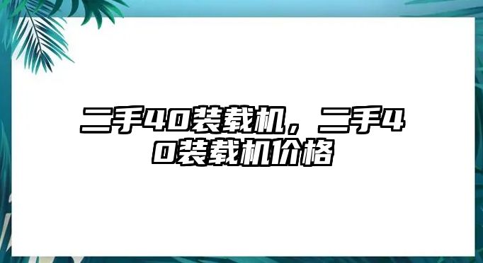 二手40裝載機(jī)，二手40裝載機(jī)價(jià)格