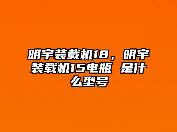明宇裝載機18，明宇裝載機15電瓶 是什么型號
