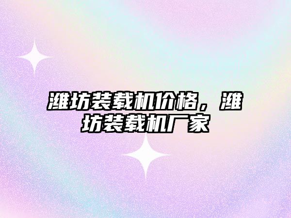 濰坊裝載機價格，濰坊裝載機廠家