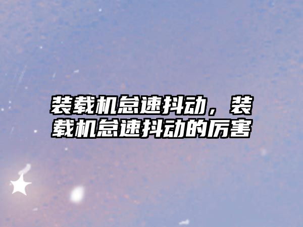 裝載機(jī)怠速抖動(dòng)，裝載機(jī)怠速抖動(dòng)的厲害