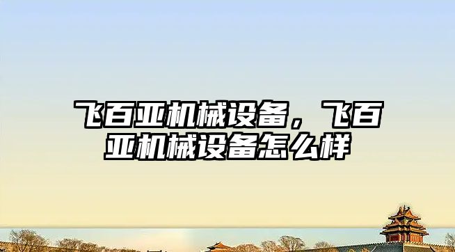 飛百亞機械設備，飛百亞機械設備怎么樣