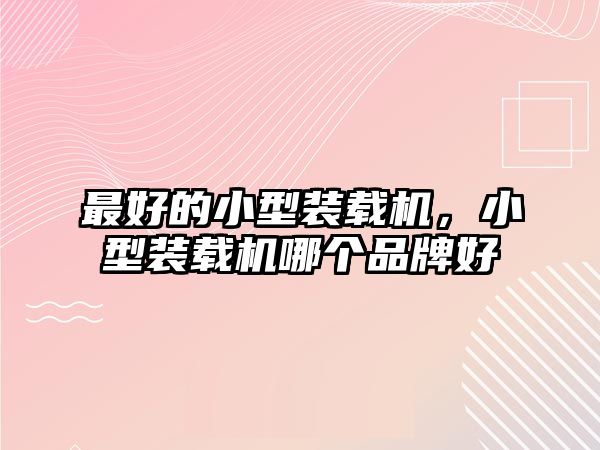 最好的小型裝載機(jī)，小型裝載機(jī)哪個(gè)品牌好
