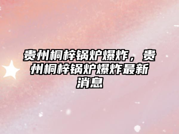 貴州桐梓鍋爐爆炸，貴州桐梓鍋爐爆炸最新消息