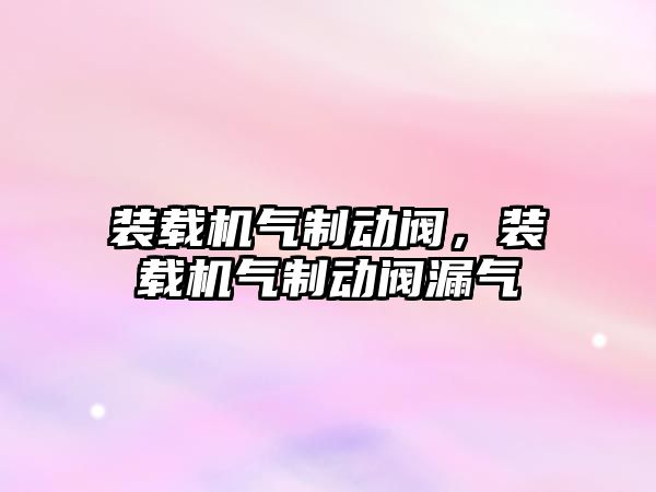 裝載機氣制動閥，裝載機氣制動閥漏氣