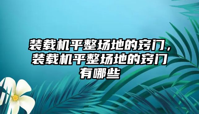 裝載機(jī)平整場地的竅門，裝載機(jī)平整場地的竅門有哪些