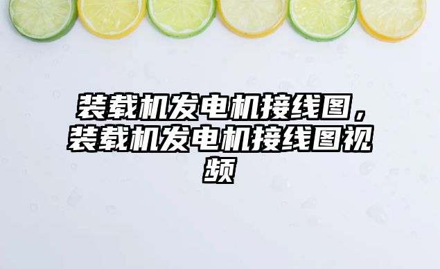 裝載機發(fā)電機接線圖，裝載機發(fā)電機接線圖視頻