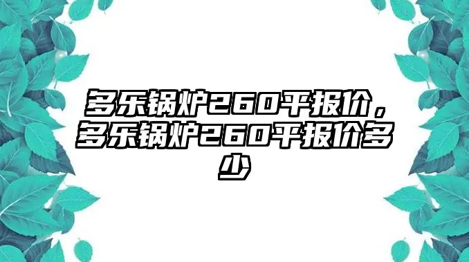 多樂(lè)鍋爐260平報(bào)價(jià)，多樂(lè)鍋爐260平報(bào)價(jià)多少