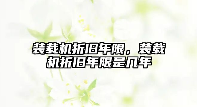 裝載機折舊年限，裝載機折舊年限是幾年