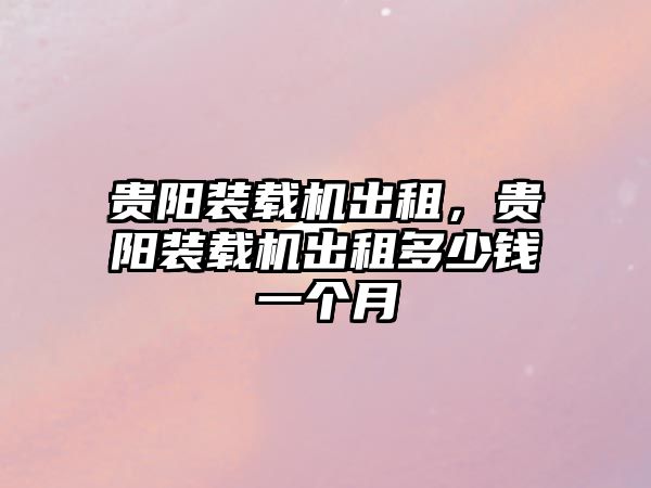 貴陽裝載機出租，貴陽裝載機出租多少錢一個月