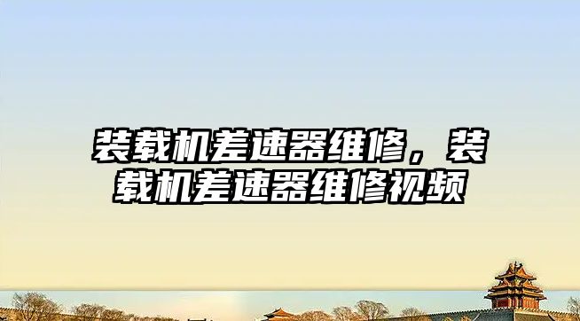 裝載機(jī)差速器維修，裝載機(jī)差速器維修視頻