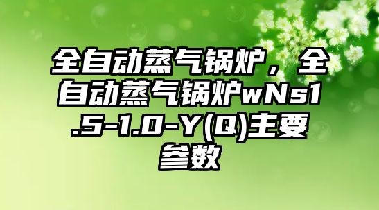 全自動蒸氣鍋爐，全自動蒸氣鍋爐wNs1.5-1.0-Y(Q)主要參數(shù)