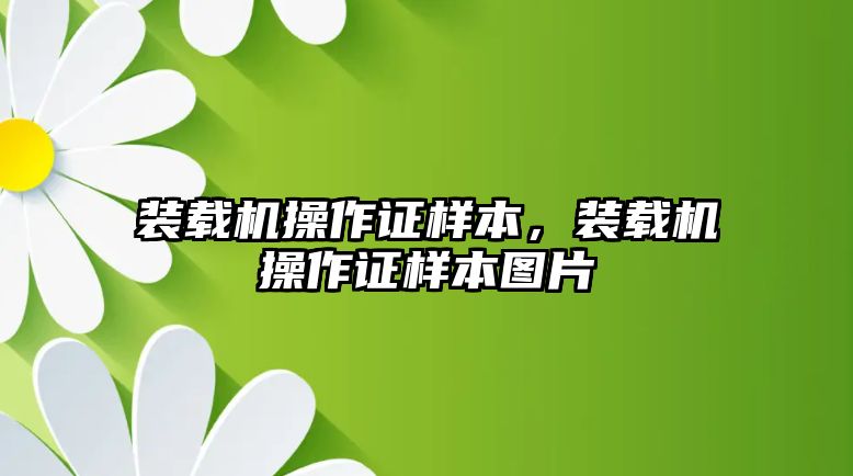 裝載機(jī)操作證樣本，裝載機(jī)操作證樣本圖片