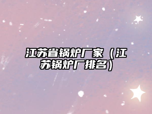 江蘇省鍋爐廠(chǎng)家（江蘇鍋爐廠(chǎng)排名）