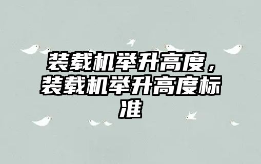 裝載機(jī)舉升高度，裝載機(jī)舉升高度標(biāo)準(zhǔn)