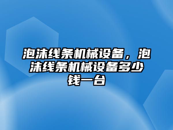 泡沫線條機械設(shè)備，泡沫線條機械設(shè)備多少錢一臺