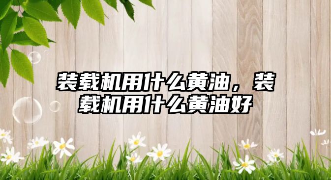 裝載機用什么黃油，裝載機用什么黃油好