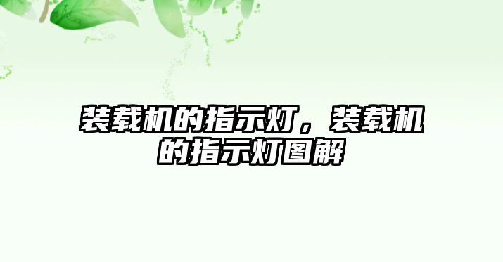 裝載機(jī)的指示燈，裝載機(jī)的指示燈圖解