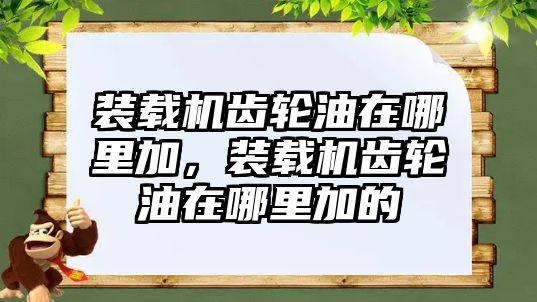 裝載機齒輪油在哪里加，裝載機齒輪油在哪里加的