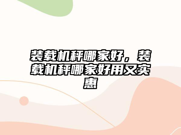 裝載機秤哪家好，裝載機秤哪家好用又實惠