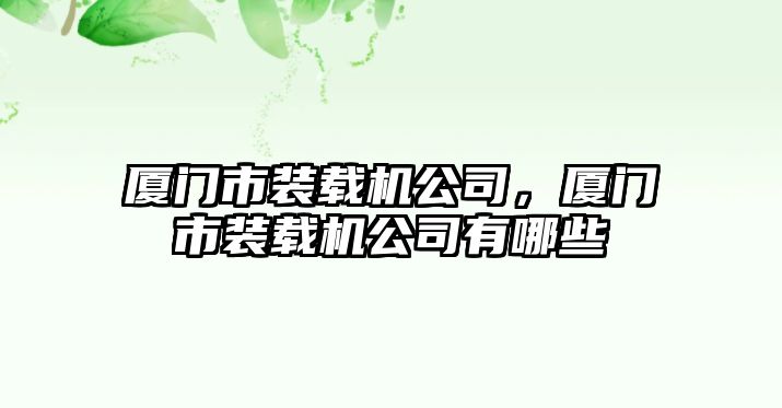 廈門市裝載機(jī)公司，廈門市裝載機(jī)公司有哪些