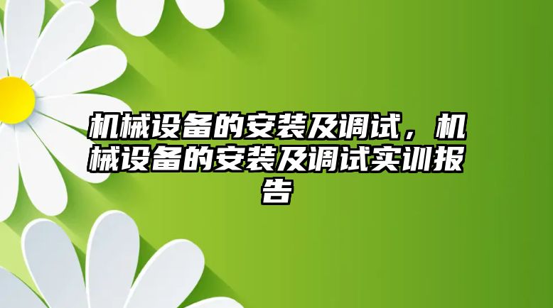 機械設備的安裝及調(diào)試，機械設備的安裝及調(diào)試實訓報告