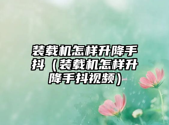裝載機怎樣升降手抖（裝載機怎樣升降手抖視頻）