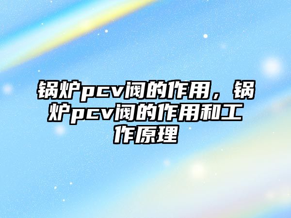 鍋爐pcv閥的作用，鍋爐pcv閥的作用和工作原理