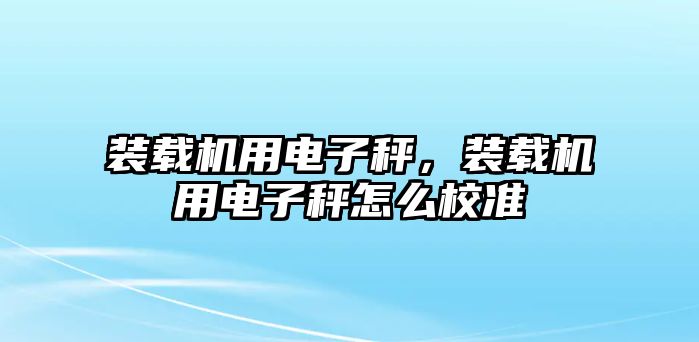 裝載機(jī)用電子秤，裝載機(jī)用電子秤怎么校準(zhǔn)