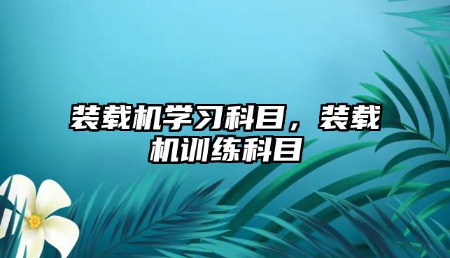 裝載機學(xué)習(xí)科目，裝載機訓(xùn)練科目