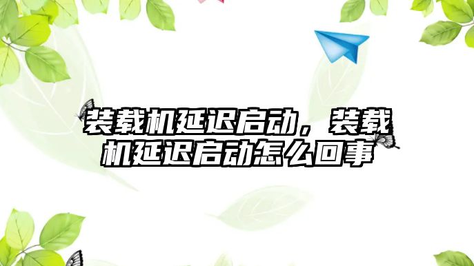 裝載機(jī)延遲啟動，裝載機(jī)延遲啟動怎么回事
