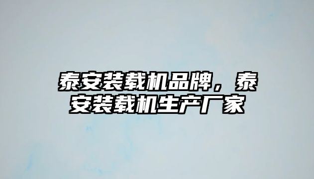 泰安裝載機(jī)品牌，泰安裝載機(jī)生產(chǎn)廠家