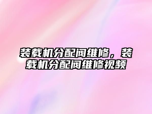 裝載機(jī)分配閥維修，裝載機(jī)分配閥維修視頻