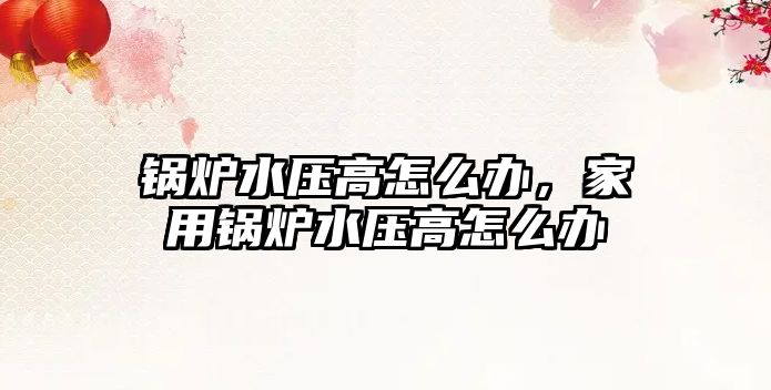 鍋爐水壓高怎么辦，家用鍋爐水壓高怎么辦