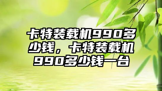 卡特裝載機(jī)990多少錢，卡特裝載機(jī)990多少錢一臺