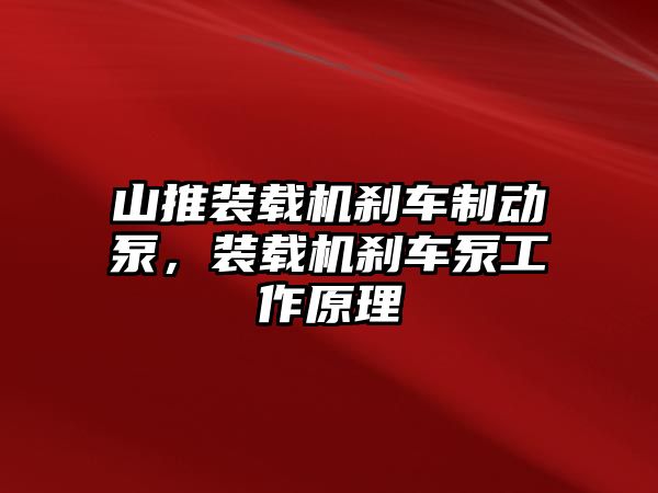 山推裝載機剎車制動泵，裝載機剎車泵工作原理