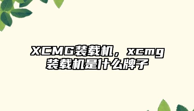 XCMG裝載機(jī)，xcmg裝載機(jī)是什么牌子