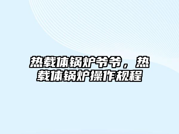 熱載體鍋爐爺爺，熱載體鍋爐操作規(guī)程