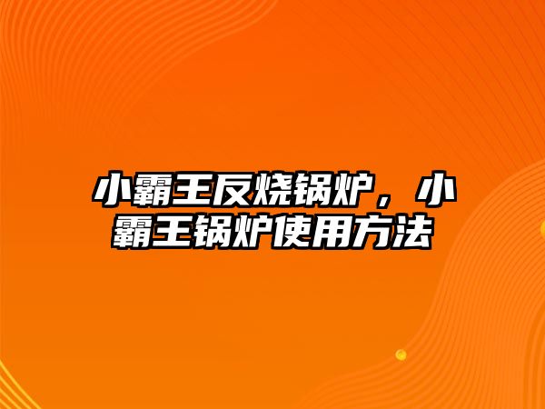 小霸王反燒鍋爐，小霸王鍋爐使用方法