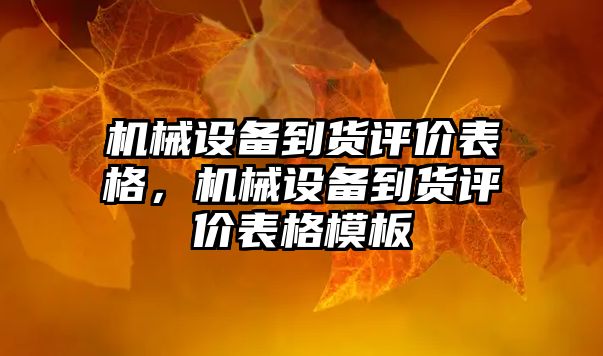 機械設(shè)備到貨評價表格，機械設(shè)備到貨評價表格模板