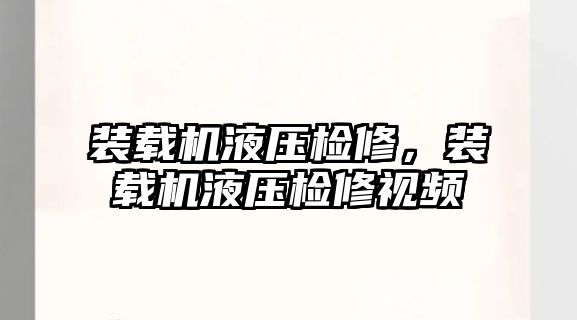 裝載機(jī)液壓檢修，裝載機(jī)液壓檢修視頻