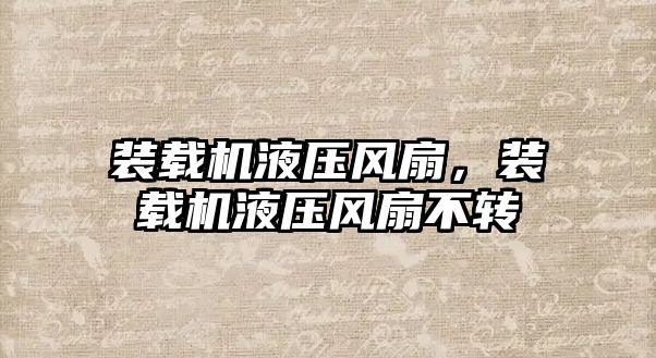 裝載機(jī)液壓風(fēng)扇，裝載機(jī)液壓風(fēng)扇不轉(zhuǎn)