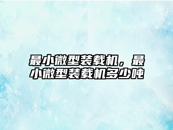 最小微型裝載機，最小微型裝載機多少噸