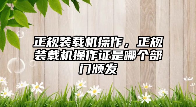 正規(guī)裝載機操作，正規(guī)裝載機操作證是哪個部門頒發(fā)