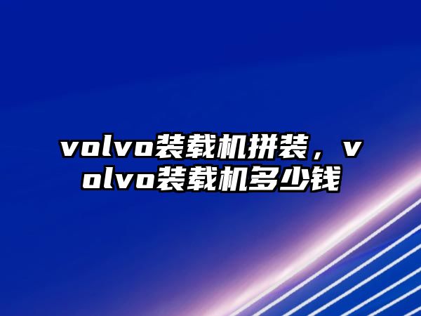 volvo裝載機(jī)拼裝，volvo裝載機(jī)多少錢