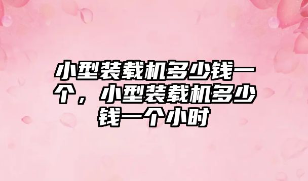 小型裝載機多少錢一個，小型裝載機多少錢一個小時