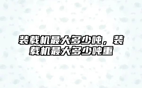 裝載機最大多少噸，裝載機最大多少噸重