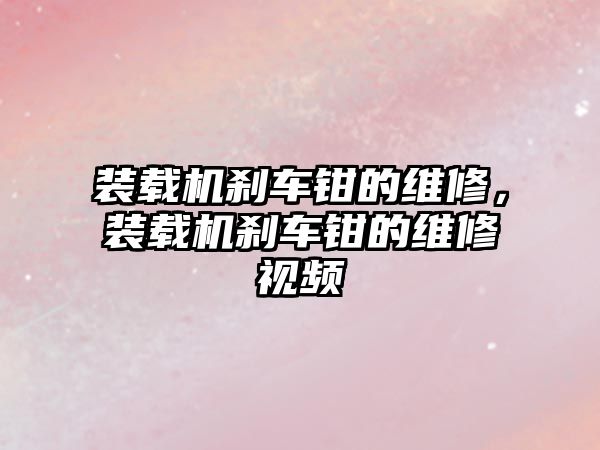 裝載機(jī)剎車鉗的維修，裝載機(jī)剎車鉗的維修視頻