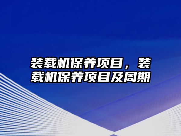 裝載機(jī)保養(yǎng)項目，裝載機(jī)保養(yǎng)項目及周期